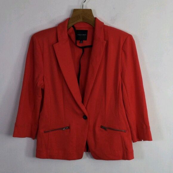 Christian Siriano Womens One Button Zip Pockets Blazer Jacket Coral Size Medium - Picture 13 of 13